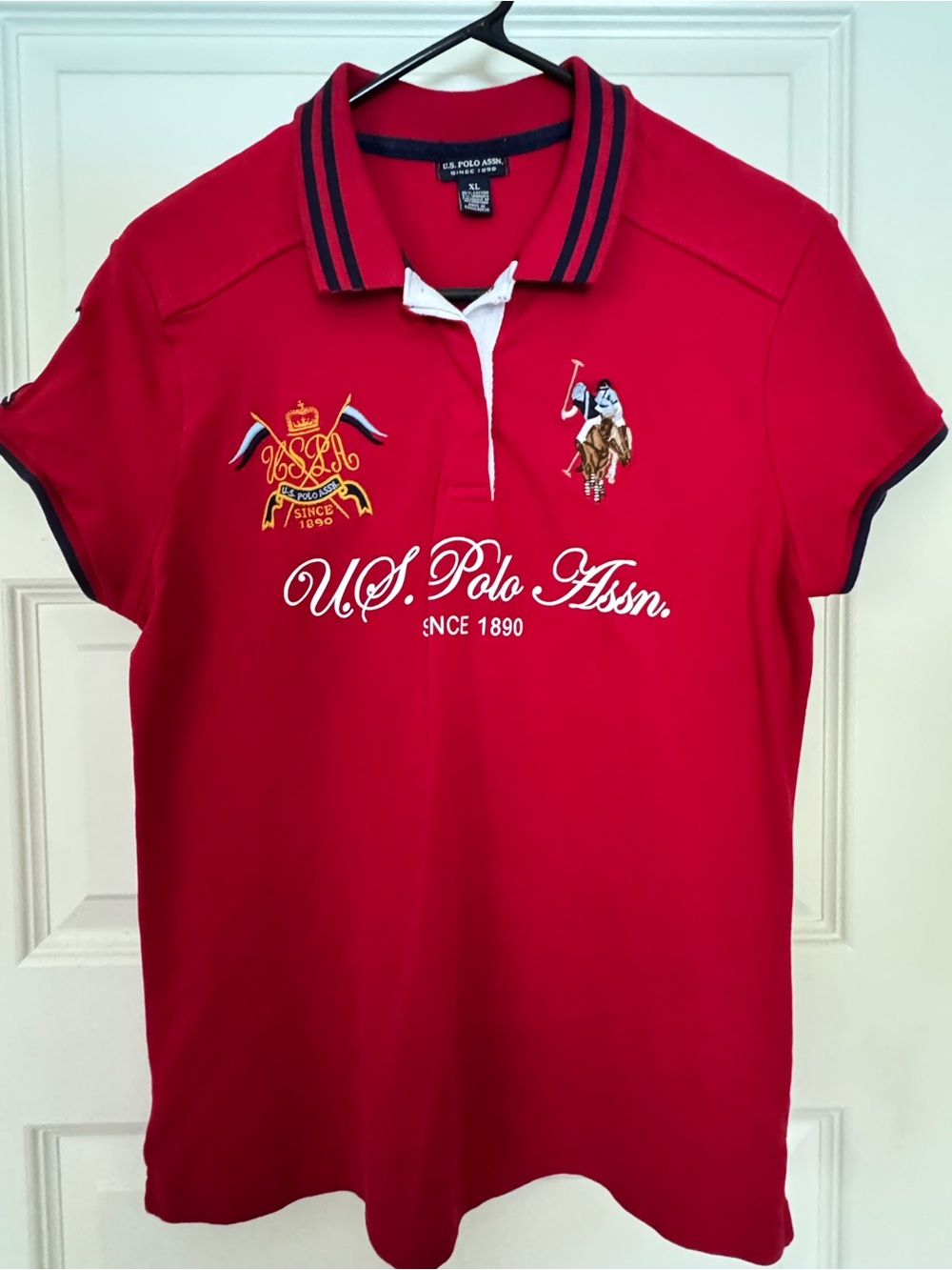 U.S. Polo Assn. Women’s XL Red Embroidered Logo Stretch Polo Shirt